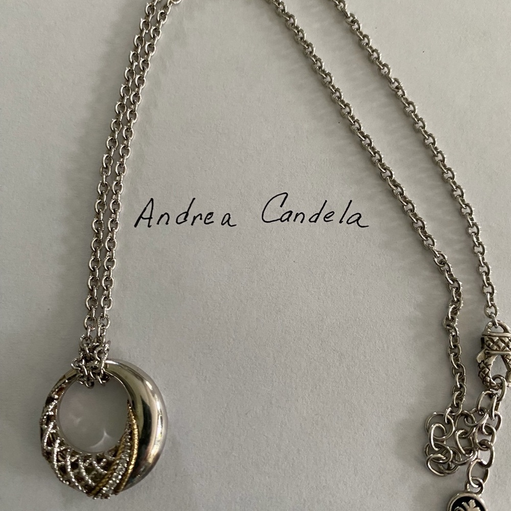 Andrea Candela Two-Tone Silver and Gold Circle Pendant Necklace Rioja Collection